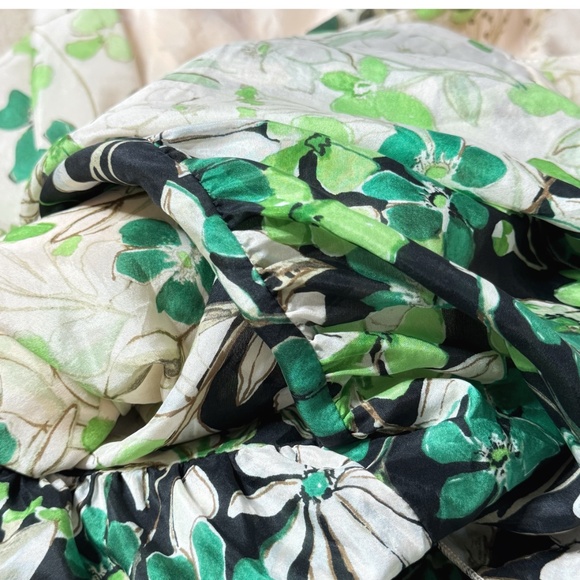 Anthropologie Vanessa Virginia Silk Dress Rainforest High Low Hem Cream Ivory - Picture 13 of 16